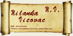 Milanka Vićovac vizit kartica